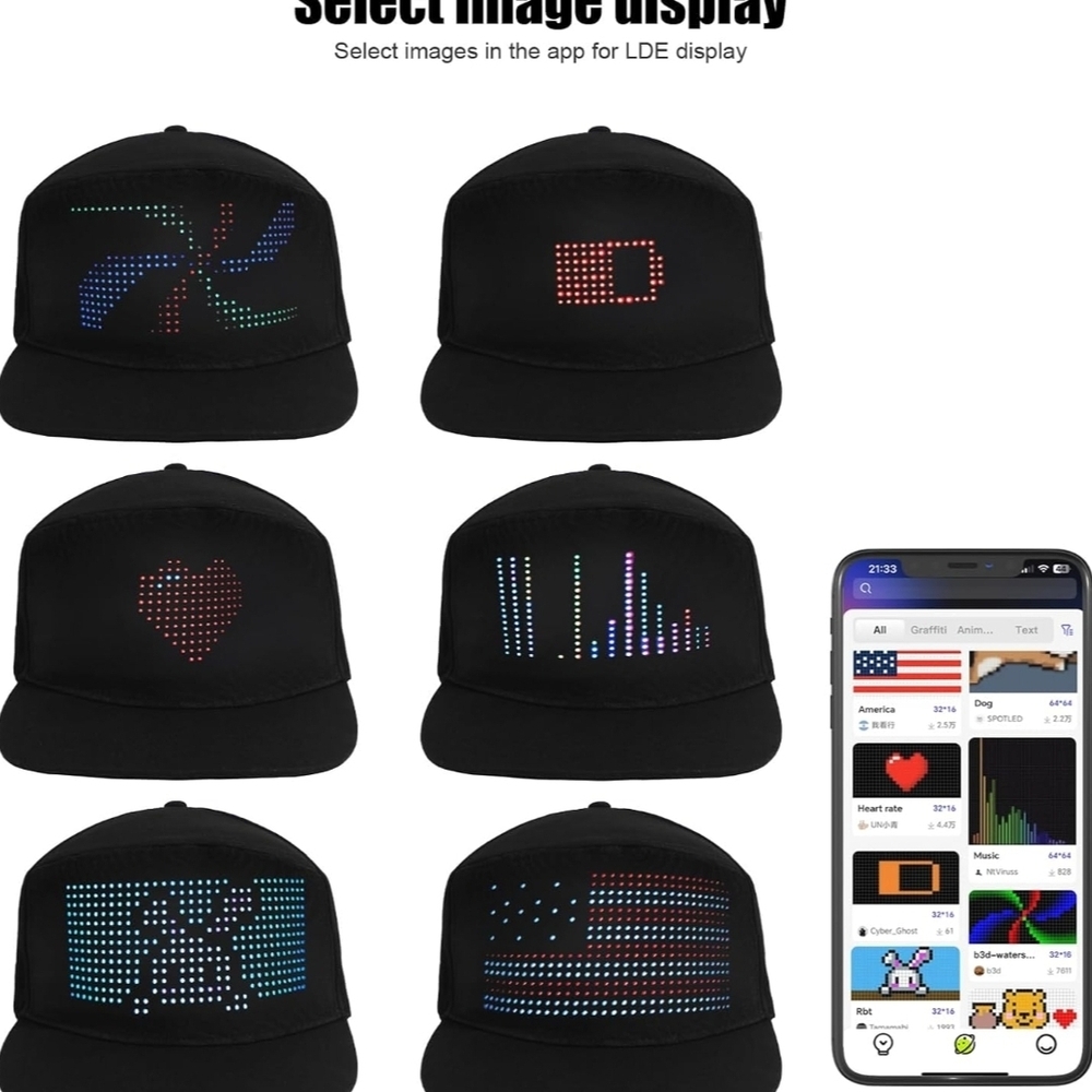Black LED Light-Up Cap - Picture 2 of 4